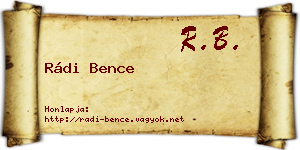Rádi Bence névjegykártya